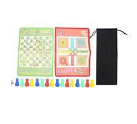 Set di scacchi volanti con scala e serpente 2 in 1 Gioco da tavolo portatile per famiglie Tessuto non tessuto Colorato 36x25 cm Include 16 pezzi di plastica Borsa per riporre i
