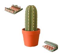 Set di scacchiera a forma di cactus stampato in 3D da 32 pezzi, scacchiera portatile con pezzi a tema cactus, divertenti regali di scacchi for gli amanti delle piante