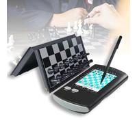 Set di scacchiera elettronica/tradizionale, mini scacchiera, scacchiera pieghevole, allenamento con intelligenza artificiale, regolazione del livello di difficoltà, 220 partite classiche