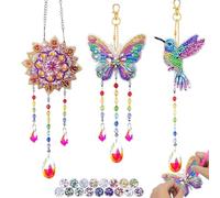 Set di scacciapensieri per bambini, regali per ragazze 6 7 8 9 10 11 anni, idea regalo, motivo: Diamond Painting a vento per bambini, adulti, ciondolo in cristallo per decorazione di finestre