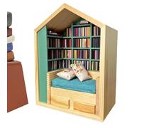 Set di scaffalature in miniatura - Mini Biblioteca con piccoli libri per la decorazione | Scatola scena della stanza del libro di stress unico | Mini display rack fatto a mano per accento
