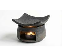 Set di scalda tè in ceramica, bruciatore per aromaterapia al cedro e zen per meditazione e fragranze domestiche, fatto a mano, 3 in 1, con supporto per tealight per riscaldare tè, caffè (stufa da tè