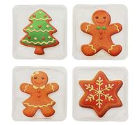 Set di scaldamani/scaldatasche riutilizzabili, dischetti caldi per i giorni freddi e per i viaggi, con fantastici motivi (set da 4 per Natale in stile pan di zenzero)