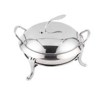 Set di scaldavivande da buffet in acciaio inox, rotondo, con padelle, coperchio e porta carburante, per feste, matrimoni, banchetti, eventi
