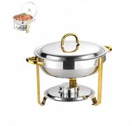 Set di scaldavivande da buffet, piastra riscaldante in acciaio inox, per ristoranti, stufe rettangolari da buffet, per cucina, feste, banchetti (oro)