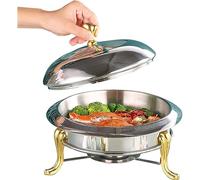 Set di scaldavivande in acciaio inox con piano cottura ad alcol e coperchio, per catering, feste, matrimoni, picnic