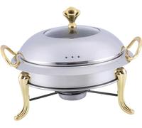 Set di scaldavivande in acciaio inox per buffet, caldaia rotonda a combustibile solido, anti scottatura, per buffet, catering, feste, matrimoni, cene