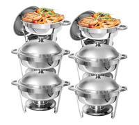 Set di scaldavivande in acciaio inox per buffet Scaldavivande da 6 litri con coperchio Espositore per buffet per forniture catering per feste, matrimoni, eventi, banchetti, Argento,6 Pack