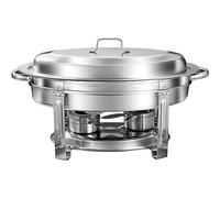 Set di scaldavivande ovali in acciaio inox, scaldavivande per catering, banchettng, banchetti, feste, buffet, vassoio riscaldante con vaschette per l'acqua e contenitori per il combustibile.