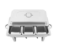 Set di scaldavivande per buffet, catering, buffet, 3 vassoi, scaldavivande con coperchio, porta carburante, in acciaio inox 410, per caffetterie, hotel, feste