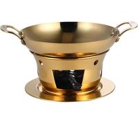 Set di Scaldavivande Professionali in Acciaio Inox - Scaldavivande Rotondo per Buffet con Struttura E Supporto per Combustibile, Ideale per Eventi, Feste E Gold 24cm/9.5inch