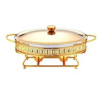 Set di scaldavivande rotondo da buffet, in acciaio inox da 3 litri, con vaschetta per acqua, contenitore per cibo, supporto per carburante e coperchio, per feste, matrimoni ed eventi