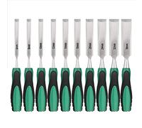 Set di scalpelli per la lavorazione del legno, scalpello per intaglio del legno con bordo smussato, utensili manuali per legno da 10 pezzi con manico antiscivolo e cappuccio per la lavorazione del l