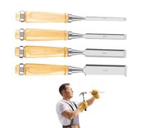 Set di Scalpelli per Legno - 4 Pezzi Ergonomici | Utensili per Lavorazione del Legno,Alta Durezza per Lavori su, Intaglio, Scultura, Restauro e Fai Da Te