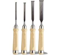 Set di scalpelli per legno 4 pezzi, utensili manuali per intaglio pesanti, sgorbie per carpenteria professionali Scalpello a mano con manici in legno
