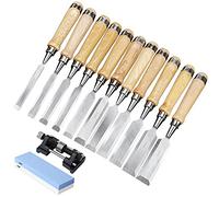 Set di scalpelli per legno da 11 pezzi per la lavorazione del legno Scalpelli per intaglio del legno di alta qualità con robuste lame in acciaio Cr-V e manico in legno Strumenti per la lavorazione d