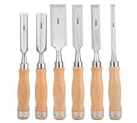 Set di scalpelli per legno professionali per incisione, set di scalpelli per legno da 6 pezzi con custodia, scalpelli da 5/16 pollici, 11/20 pollici, 5/8 pollici, 7/10 pollici, 1-1/4 pollici, 1-1/2
