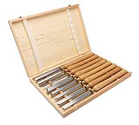 Set di scalpelli per tornio per legno Set per lavorazione del legno Utensili per tornitura del legno 8 pezzi con lama Manici in legno duro e custodia in legno per riporre oggetti per principiant
