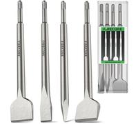 Set di scalpelli SDS, Firecore, 4 pezzi, SDS Plus, per martello perforatore SDS Plus, 1 scalpello piatto, 2 scalpelli per piastrelle, 1 scalpello a punta per scalpelli, scanalature, decalcificazione e