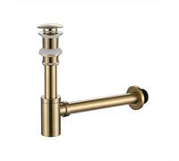 Set di scarichi in rame Sifone tondo in ottone Deodorizzazione Bagno Lavandino for lavabo Scarico con scolapiatti Oro spazzolato.(Style 4)