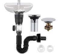 Set di scarico per lavello regolabile, prolunga flessibile da 17 cm a 94 cm, filtro anti intasamento, anti odori, prevenzione inclusa