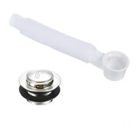 Set di scarico per vasca da bagno in ottone con sifone di scarico per vasche standard, bianco e argento finitura kit impianto idraulico del bagno con tubo a tunnel fino