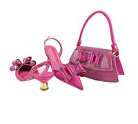 Set di scarpe con tacco e borsa da donna, design italiano con farfalla, accessori per feste di nozze look coordinato, 1, 44 EU
