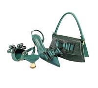 Set di scarpe con tacco e borsa da donna, design italiano con farfalla, accessori per feste di nozze look coordinato, EN8, 44 EU