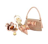 Set di scarpe con tacco e borsa da donna, design italiano con farfalla, accessori per feste di nozze look coordinato, 2, 44.5 EU