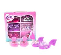 Set di scarpe da principessa, accessori alla moda per vestire la principessa, corone, collane e orecchini, graziosi tacchi per bambini, collezione di giochi di ruolo per bambine, scarpe da vestir