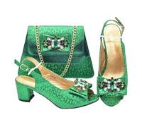 Set di scarpe da sposa Nigeria, borsa e scarpe, decorato con strass, EN8, 42 EU