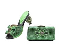 Set di scarpe e borsa da donna con strass, stile italiano, abbinabili a un abito da, EN8, 42.5 EU