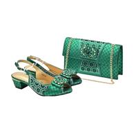 Set di scarpe e borse da donna africane decorate con strass e décolleté nuziali, 938 90 En8, 42 EU