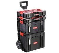 Set di scatola degli attrezzi MAX-Organizer con manico telescopico, ruote in alluminio, 4 scatole rinforzate per garage e officina PRO