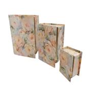 Set di scatole a forma di libro, 3 diverse dimensioni, scatola libro finto, libro contenitore, scatola libro cartone, Made in Italy di alto design, fatte a mano (Motivo 1)