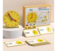 Set di scatole colorate per l'apprendimento e l'illuminazione dell'orologio - con tre lancette interconnesse che simulano un orologio reale. Progettato per l'insegnamento della gestione del tempo e la