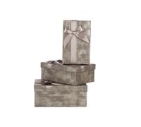 Set di scatole decorative antracite cartone a righe fiocco 3 pezzi