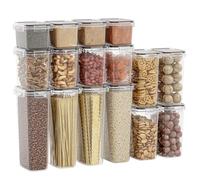 Set di scatole di immagazzinaggio sigillate da cucina in materiale PP da 8/16/24 pezzi - Conservazione di alimenti secchi for zucchero, farina, cottura al forno con adesivi pratici(16pcs)