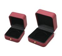 Set di scatole for monete commemorative in pelle PU, 2 pezzi for monete d'oro e d'argento con fodera in flanella e fibbia dorata Conservazione dei gioielli(Dark Red)
