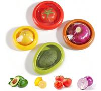 Set di scatole per la conservazione di frutta e verdura in silicone e pellicola trasparente - per mantenere i prodotti freschi - ideale per la cucina e la casa verde,giallo,rosso,marroneABS