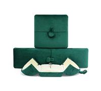 Set di scatole portagioielli in flanella con doppia apertura, 3 pezzi, organizer morbido for anelli, ciondoli, braccialetti Conservazione dei gioielli(Dark Green)