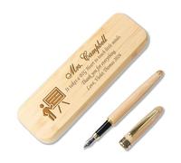Set Di Scatole Portapenne Inciso Personalizzate Per Festa Degli Insegnanti | Con Penne A Sfera O Stilografiche, Regalo Per La Festa Del Papà, Natale(Fountain Pens+Pen Case)