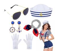 Set di sciarpa cappello da marinaio, accessorio per costume da marinaio, costume nautico alla, vestito da marinaio traspirante e confortevole per donne, per Halloween, cosplay, carnevali, feste