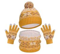 Set di sciarpa invernale per cappello, sciarpa, guanti, tre pezzi, alla moda, lavorato a maglia, morbido, caldo, elastico, robusto, versatile, ideale per le giornate fredde, set di accessori dal