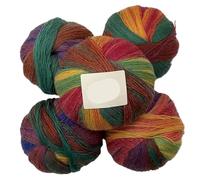 Set di sciarpa, scialle e cappello in lana Duan Dye arcobaleno, 500 g, tessuti a mano - Accessori lavorati a maglia colorati for tutte le stagioni(17color)