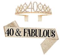 Set di sciarpe per regine di compleanno con diadema con strass, 21, 30, 40, 50, 60 anni, regalo di compleanno per donne