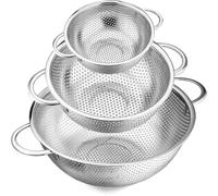 Set di scolapasta a rete microforata in acciaio triplo strato colino impilabile con mania per risciacolare le verdure scolare la pasta il riso e i cereali