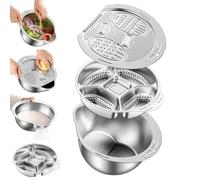 Set di scolapasta da cucina 3 in 1 in acciaio inox, setaccio, grattugia per verdure, ciotola multiuso con colino per una rapida lavorazione delle verdure, facile pulizia ciotole per il riso