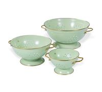 Set di Scolapasta in Metallo - 1, 3,5 e 5 Litri, Colapasta con Manico e Base, Rivestimento in Polvere per Alimenti, Lavabile in Lavastoviglie, Colino da Cucina per Pasta, Frutta e Verdura (Verde)