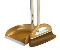 Set di scopa e paletta con manico lungo - paletta e spazzola per spazzare | Paletta per la polvere domestica con denti a pettine | Set di scopa per capelli adatto per casa, cucina, ufficio